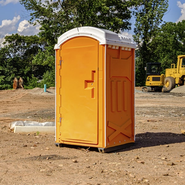 how often are the porta potties cleaned and serviced during a rental period in Baldwin